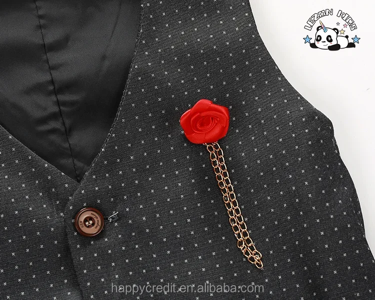 LEZONKIDS - Conjunto de blazer azul para crianças, camisa, calça, colete, conjunto de 3 peças para bebês meninos para uso em festas